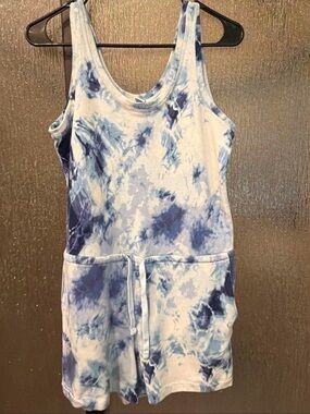 Old Navy Blue & White Tie-Dye Sleeveless Romper
